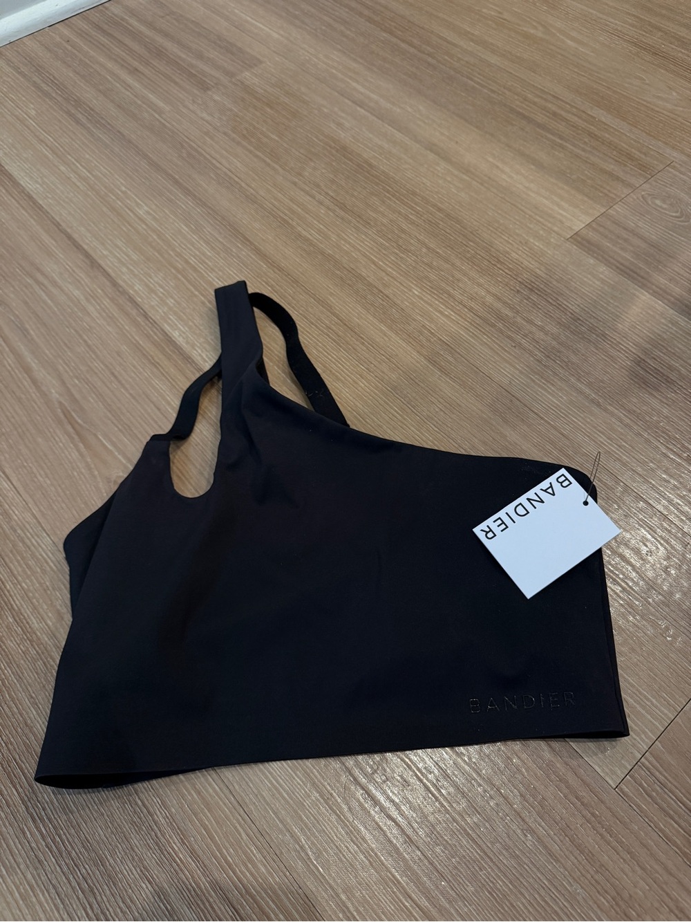 Bandier Black Asymmetrical Sports Bra